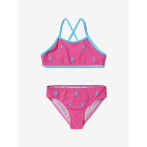 NWOT POLO RALPH LAUREN Swimsuit Girls Embroidered Logo Bikini Pink - Size 10
